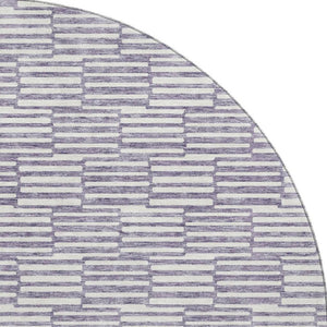 HomeRoots 8' Lilac and Ivory Abstract Round Rug - Washable, UV Protected, Durable for Busy Homes & Style 672992