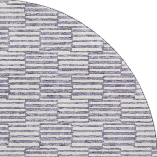 HomeRoots 8' Lilac and Ivory Abstract Round Rug - Washable, UV Protected, Durable for Busy Homes & Style 672992