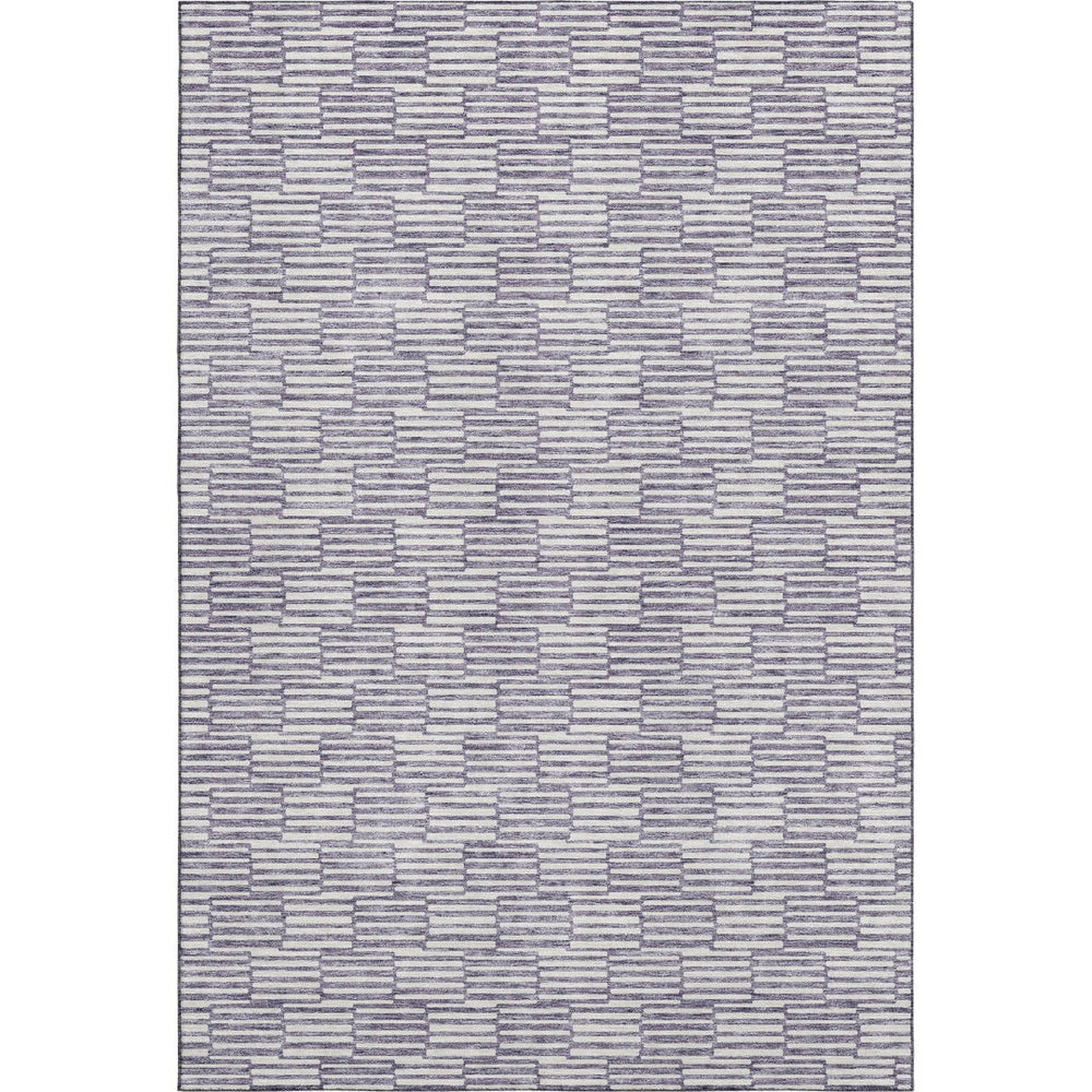 HomeRoots 9' X 12' Stylish Lilac & Ivory Geometric Washable Area Rug with UV Protection for Modern Spaces 672994
