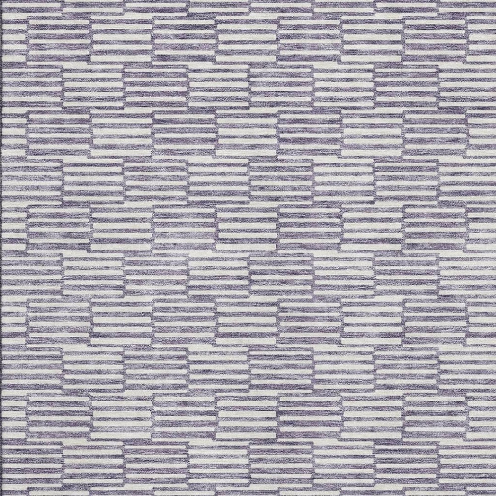 HomeRoots 9' X 12' Stylish Lilac & Ivory Geometric Washable Area Rug with UV Protection for Modern Spaces 672994