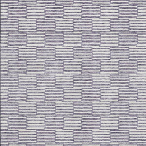 HomeRoots 9' X 12' Stylish Lilac & Ivory Geometric Washable Area Rug with UV Protection for Modern Spaces 672994