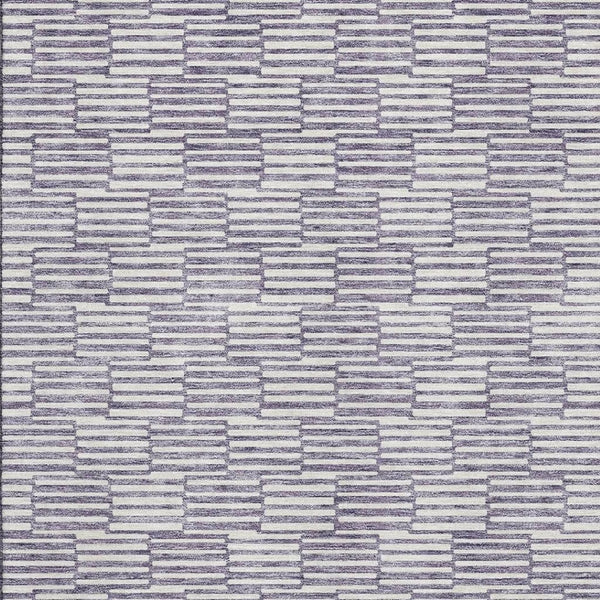 HomeRoots 9' X 12' Stylish Lilac & Ivory Geometric Washable Area Rug with UV Protection for Modern Spaces 672994