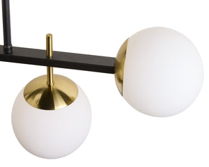 Sunpan Keiley Chandelier: Modern Five-Light Design with White Frosted Glass Shades and Matte Black Frame