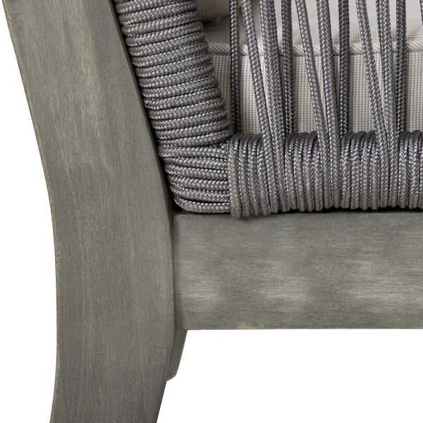 English Elm Christopher Knight Home® - 4-Pieces Acacia Wood Patio Furniture Set with Grey Rope & Beige Cushions, Weatherproof Deep Seating Set N780P171148F