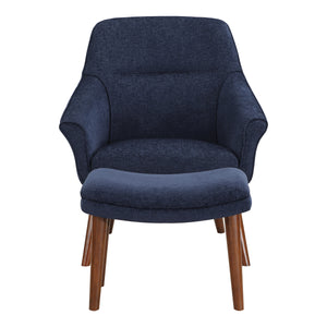 OSP Home Furnishings Waneta Chair and Ottoman Midnight Blue