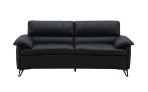English Elm Eilene Black Top Grain Leather Loveseat — Oversized Plush Feather-Down Cushions, Modern KD Legs B2726P247227
