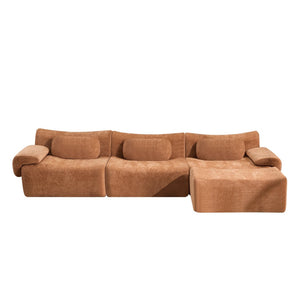 English Elm Modular Chenille Deep Seat Sectional Sofa with Bamboo Frame for Living Room Lounge Orange W1829S00070
