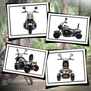 English Elm Qaba Kids 6v Electric Chopper Ride on Three Wheel Motorbike with Lights and Music Gray W2225P249815
