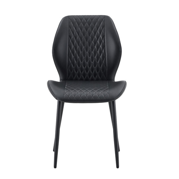 English Elm 4-piece Diamond Quilted Upholstered Dining Chair Set with Sleek Black Metal Legs Black W1151P458009