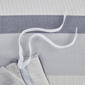 English Elm King/Cal King Allegany 3 Piece Jacquard Duvet Cover Set – Striped Blue Gray Cream, Antimicrobial, Machine Washable, Button Closure B03597366