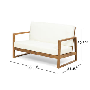 English Elm Christopher Knight Home® - BELGIAN Acacia Wood Loveseat and Coffee Table Set with Slatted Design and Water‑Resistant Cushions Teak 54 L x 31 W x 20.75 H 66742.00BGE