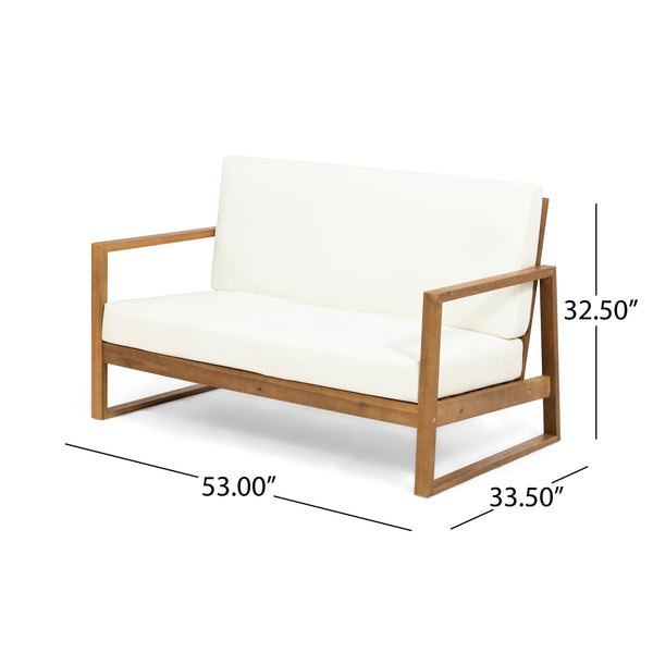 English Elm Christopher Knight Home® - BELGIAN Acacia Wood Loveseat and Coffee Table Set with Slatted Design and Water‑Resistant Cushions Teak 54 L x 31 W x 20.75 H 66742.00BGE