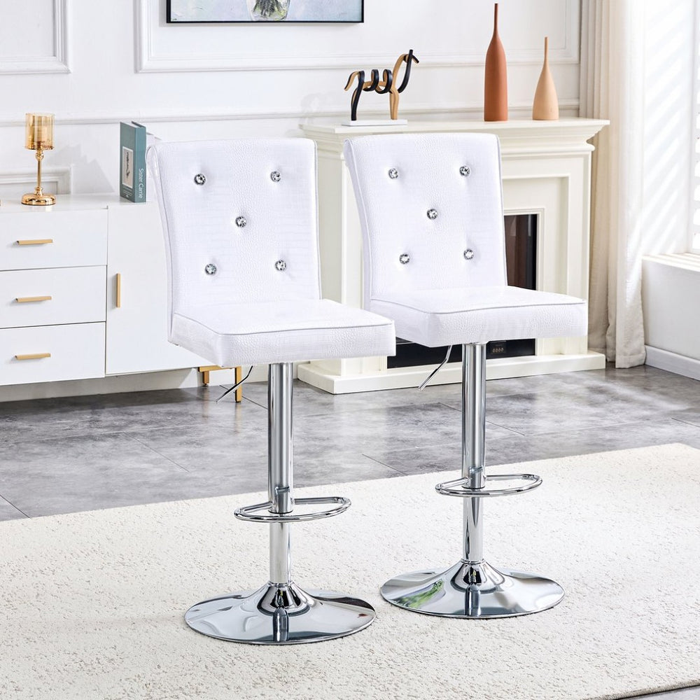 English Elm 4-pack Pu High-back Dining Chairs with Powder-coated Metal Legs for Modern Kitchens White W3875P371068