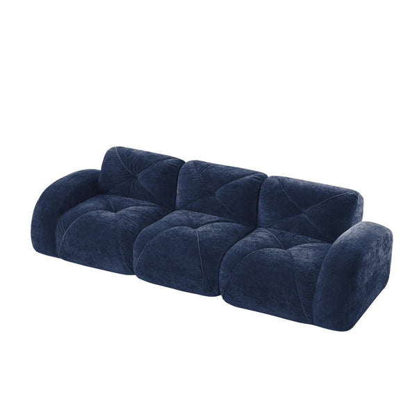 English Elm 110''boneless Velvet Sectional Sofa Modular Cloud Seating with Tufted Cushions for Living Rooms Blue W714S01619