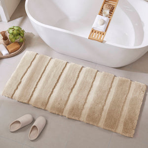JLA Home Madison Park - Rug Madison Park Tufted Pearl Channel Bath Accent Rug — Soft Macro-Polyester High-Low Stripe, Machine Washable, Fade Resistant Wheat MP72-5104