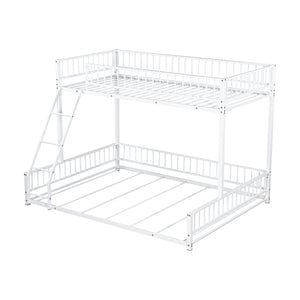English Elm Twin XL over Queen Metal Bunk Bed with Ladder and Guardrails, Space-Saving Sturdy Frame for Kids and Guests White N709P277756K