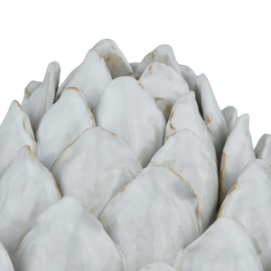 Ivory Artichoke Sculpture - Hand-Thrown Ceramic Decor with Unique Texture and Nature-Inspired Design