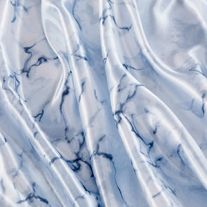 JLA Home Madison Park Essentials - Sheet Satin Luxury Set with Silky, Wrinkle-Resistant Finish and Elegant Marble-Patterned Blue Design Blue Marble MPE20-1026