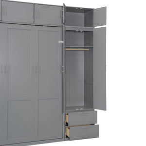 English Elm Queen Murphy Bed with Integrated Desk Cabinet Shelves Space Saving Studio Solution N708S00022E-1