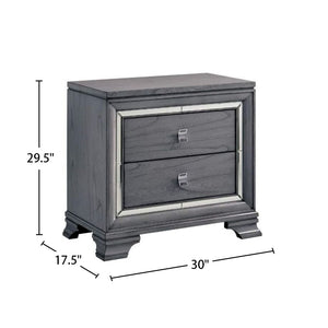 English Elm 2 Drawer Nightstand with Ample Storage and Inset Handles, Contemporary Wooden Bedside Table with Sturdy Legs and Wide Display Top Light Gray B016P251572
