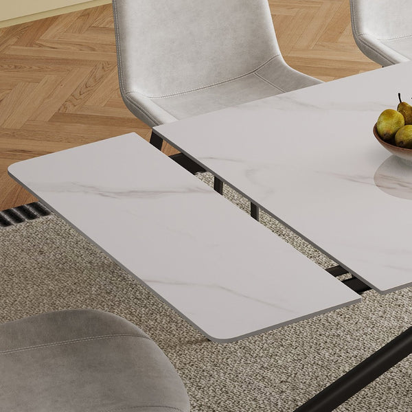 English Elm Retractable Sintered Stone Dining Table Set With 8 Chairs – Modern Design, Durable, Easy Assembly W509S00127-GIGA