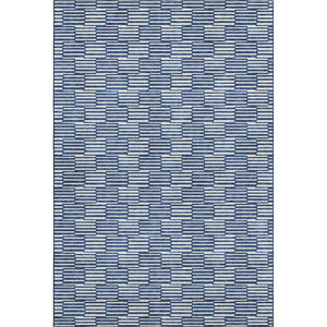HomeRoots 9' X 12' Navy Blue & Silver Abstract Geometric Washable Area Rug - Durable, Stylish & UV-Protected! 673000