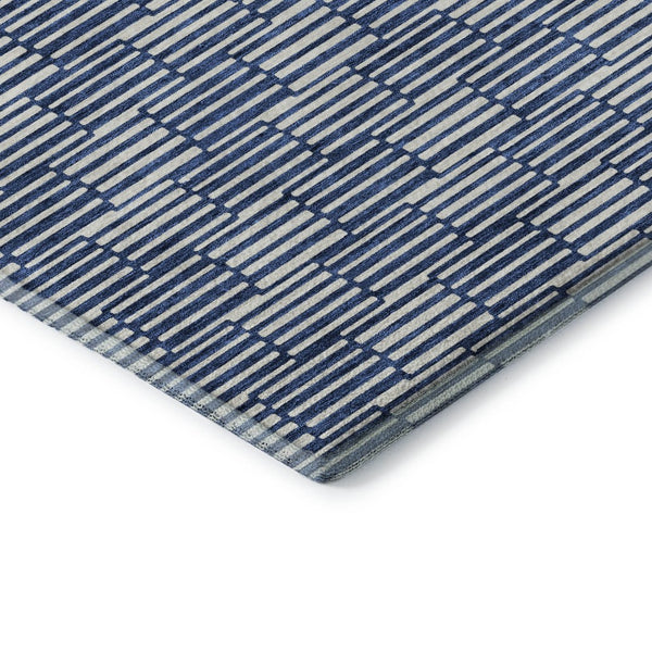 HomeRoots 9' X 12' Navy Blue & Silver Abstract Geometric Washable Area Rug - Durable, Stylish & UV-Protected! 673000