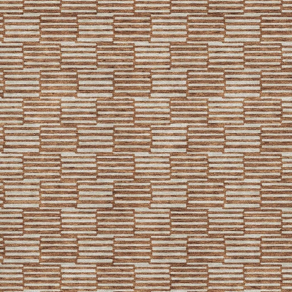 HomeRoots 5' X 8' Stylish Geometric Rust and Beige Washable Area Rug with UV Protection for Modern Homes 673003