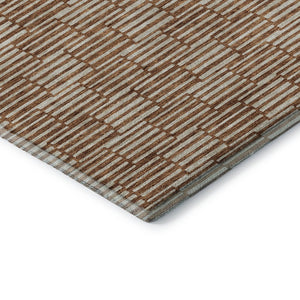 HomeRoots 8' Stylish Rust and Beige Abstract Round Rug - Washable, UV Protected, Stain Resistant, Durable Design 673004