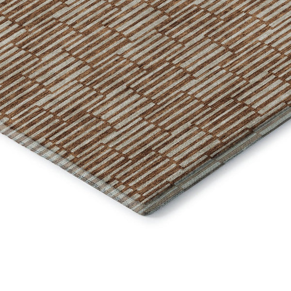 HomeRoots 8' Stylish Rust and Beige Abstract Round Rug - Washable, UV Protected, Stain Resistant, Durable Design 673004