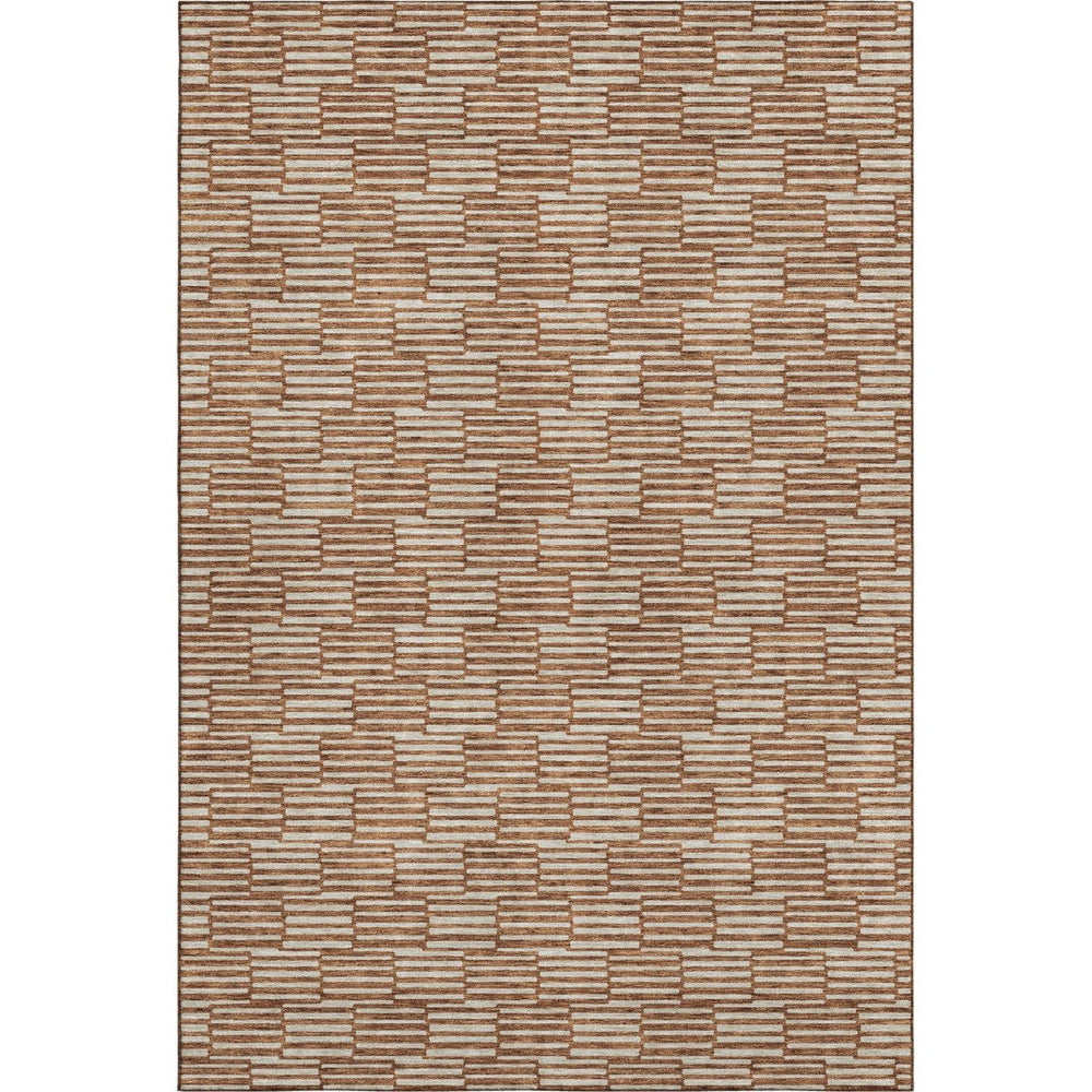 HomeRoots 8' X 10' Stylish Rust and Beige Abstract Geometric Area Rug with UV Protection & Stain Resistance 673005