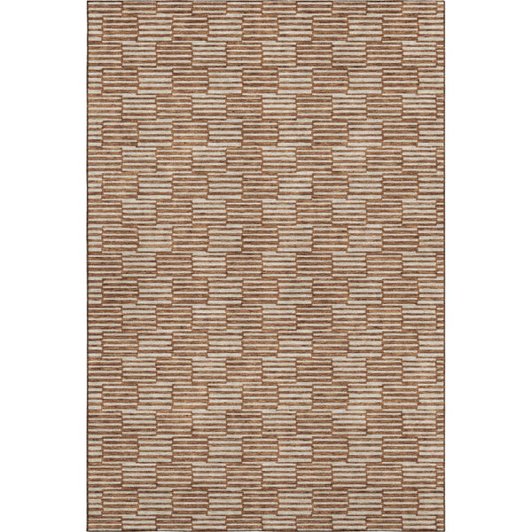 HomeRoots 8' X 10' Stylish Rust and Beige Abstract Geometric Area Rug with UV Protection & Stain Resistance 673005