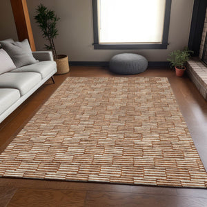 HomeRoots 8' X 10' Stylish Rust and Beige Abstract Geometric Area Rug with UV Protection & Stain Resistance 673005