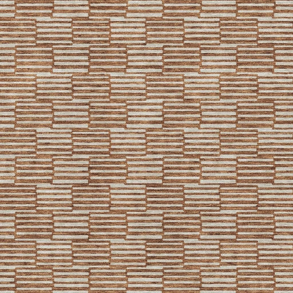 HomeRoots 8' X 10' Stylish Rust and Beige Abstract Geometric Area Rug with UV Protection & Stain Resistance 673005