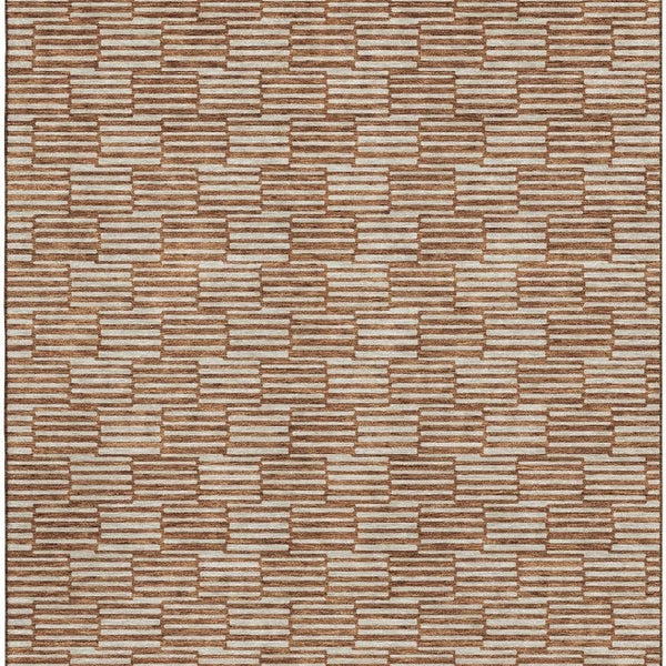 HomeRoots 8' X 10' Stylish Rust and Beige Abstract Geometric Area Rug with UV Protection & Stain Resistance 673005