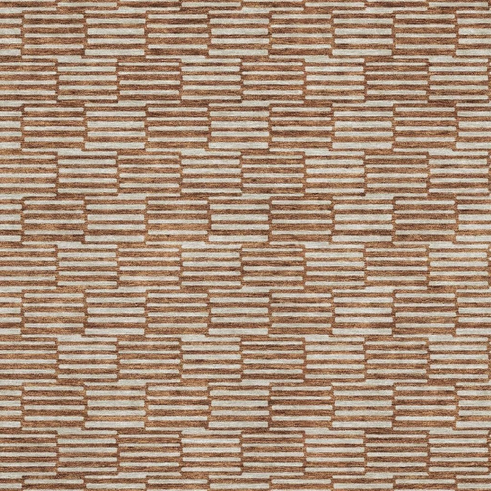 HomeRoots 9' X 12' Rust & Beige Abstract Geometric Area Rug - Washable, Stain Resistant, UV Protected Design 673006