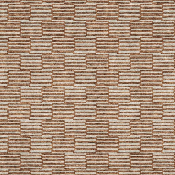 HomeRoots 9' X 12' Rust & Beige Abstract Geometric Area Rug - Washable, Stain Resistant, UV Protected Design 673006