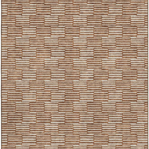 HomeRoots 9' X 12' Rust & Beige Abstract Geometric Area Rug - Washable, Stain Resistant, UV Protected Design 673006