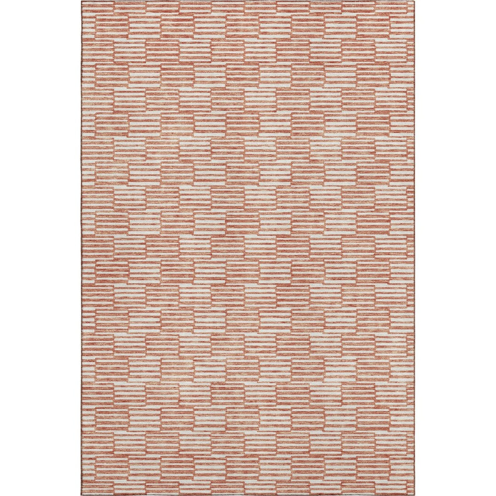 HomeRoots 8' X 10' Salmon And Beige Geometric Area Rug - Soft, Washable, Stain Resistant with UV Protection 673011