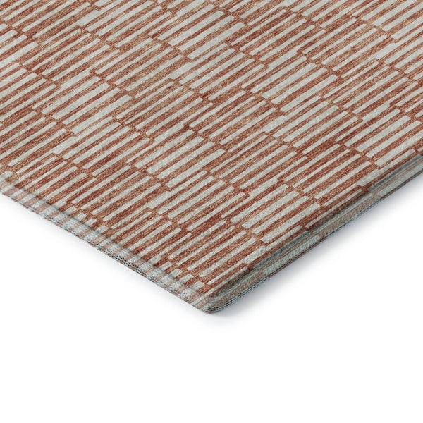 HomeRoots 8' X 10' Salmon And Beige Geometric Area Rug - Soft, Washable, Stain Resistant with UV Protection 673011