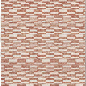HomeRoots 8' X 10' Salmon And Beige Geometric Area Rug - Soft, Washable, Stain Resistant with UV Protection 673011