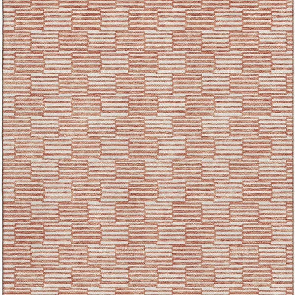 HomeRoots 8' X 10' Salmon And Beige Geometric Area Rug - Soft, Washable, Stain Resistant with UV Protection 673011