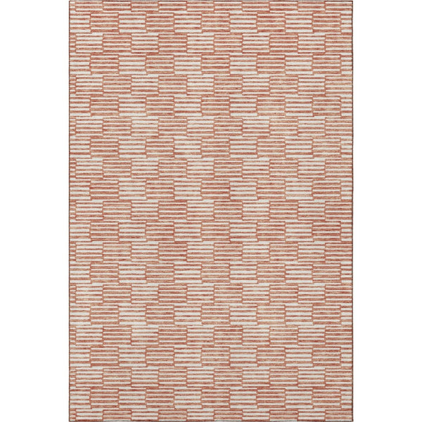 HomeRoots 8' X 10' Salmon And Beige Geometric Area Rug - Soft, Washable, Stain Resistant with UV Protection 673011