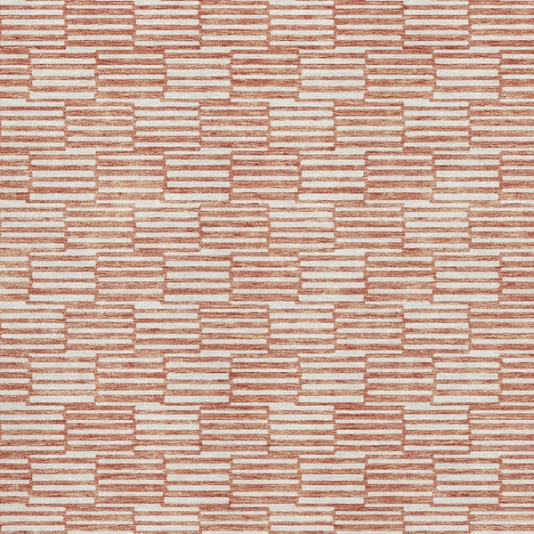 HomeRoots 9' X 12' Salmon & Beige Abstract Geometric Area Rug - Washable, UV Protected, Soft & Stain Resistant 673012