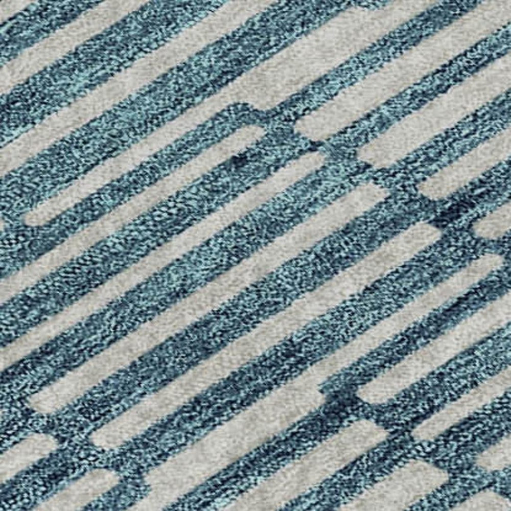 HomeRoots 8' X 10' Teal and Beige Abstract Geometric Area Rug - Washable, UV-Protected, Perfect for Busy Homes! 673017