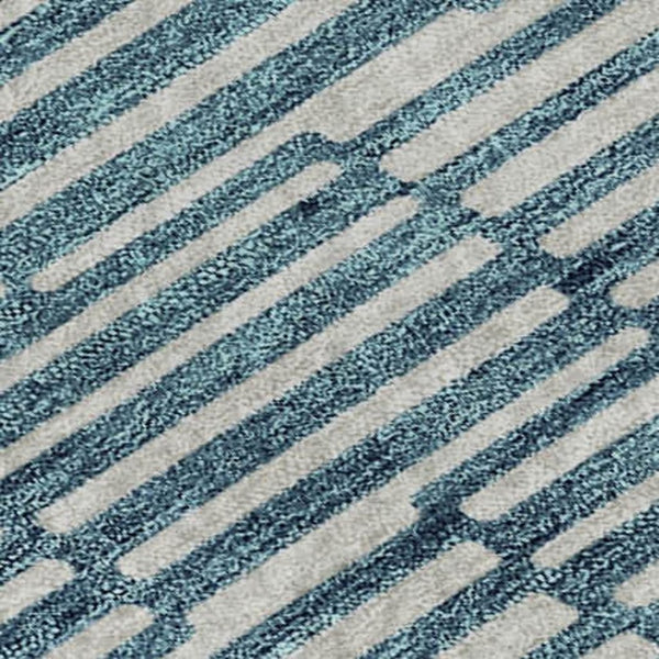 HomeRoots 8' X 10' Teal and Beige Abstract Geometric Area Rug - Washable, UV-Protected, Perfect for Busy Homes! 673017