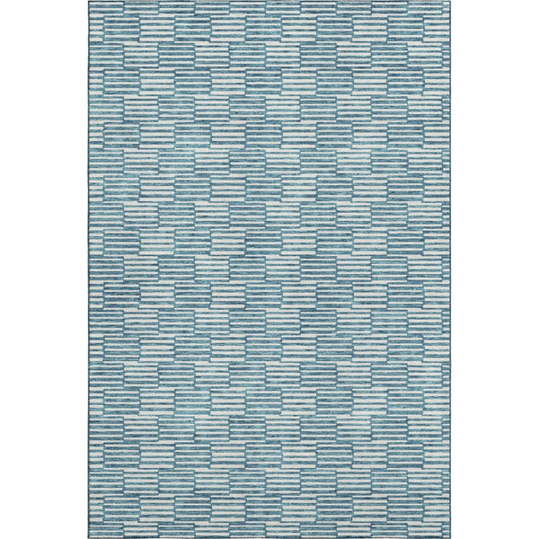 HomeRoots 10' X 14' Contemporary Teal and Beige Abstract Geometric Area Rug with Washable UV Protection Features 673019