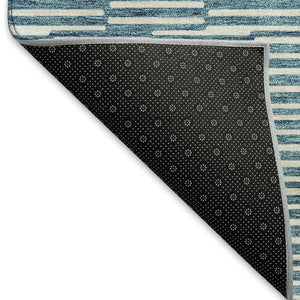 HomeRoots 10' X 14' Contemporary Teal and Beige Abstract Geometric Area Rug with Washable UV Protection Features 673019