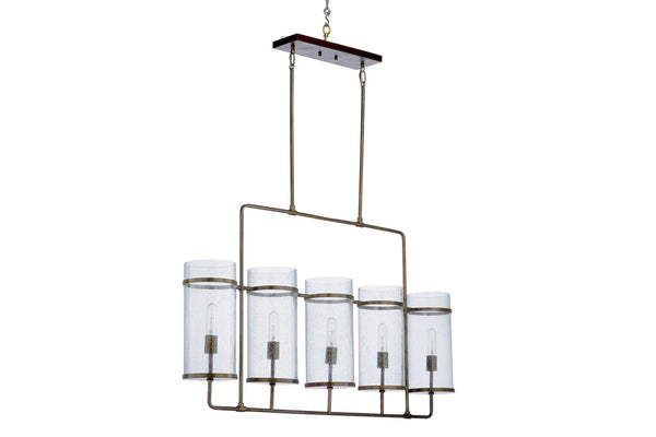 Wildwood Mcguire Five-Light Chandelier In Rich Bronze With Seeded Glass Globes — Transitional Ambient Lighting 67302