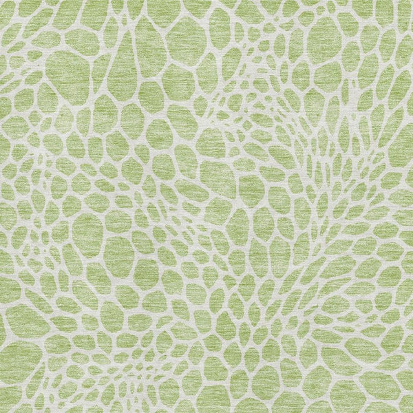 HomeRoots 5' Artichoke Green & Ivory Geometric Area Rug – Washable, UV Protected, Perfect for High-Traffic Homes 673021